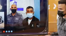 جانب من جلسة المحاكمة للأسرى المعاد اعتقالهم اليوم