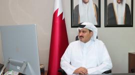 وكيل وزارة التجارة والصناعة خلال مشاركته في فعاليات المعرض عبر تقنية الاتصال المرئي