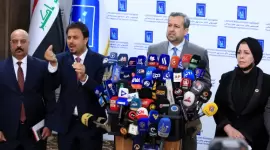 جانب من المؤتمر الصحفي لمفوضية الانتخابات العراقية