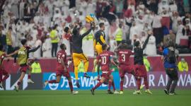 فرحة المنتخب القطري بفوزه الساحق على المنتحب الإماراتي
