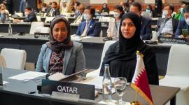 سعادة الدكتورة حمدة بنت حسن السليطي خلال المشاركة في الاجتماعات