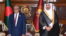 رئيس بنغلاديش خلال استقباله السفير القطري