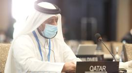 عبدالله بن علي السليطي خلال مشاركته بالاجتماع