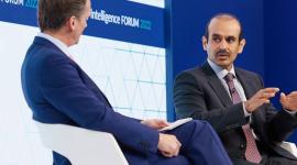 سعادة المهندس سعد بن شريدة الكعبي خلال الجلسة الحوارية