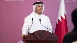 سعادة وزير الخارجية خلال المؤتمر الصحفي