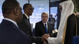 سمو الأمير يقيم حفل استقبال لأصحاب الجلالة والفخامة والسمو قادة الدول الشقيقة والصديقة ورؤساء الوفود المشاركين في افتتاح بطولة #كأس_العالم في #استاد_البيت