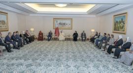 جانب من استقبال معالي رئيس الوزراء للوزراء العرب