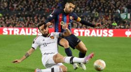 جانب من مباراة الذهاب بين برشلونة ومانشستر يونايتد