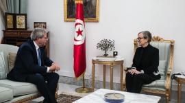 جانب من لقاء رئيسة الحكومة التونسية مع المفوّض الأوروبي للاقتصاد