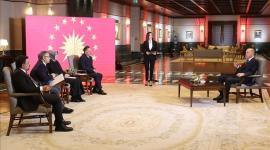 جانب من لقاء أردوغان مع القنوات المحلية التركية