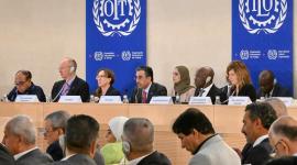 سعادة الدكتور علي بن صميخ المري وزير العمل خلال المؤتمر