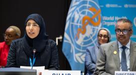 سعادة الدكتورة حنان محمد الكواري وزير الصحة العامة خلال المشاركة في الاجتماعات