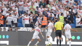 فرحة لاعبي الزمالك بأحدى الأهداف في المباراة