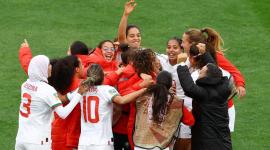 احتفال لاعبات منتخب المغرب