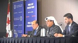 سعادة السفير القطري خلال مشاركته بالمنتدى