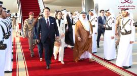 جانب من مراسم استقبال فخامة رئيس جمهورية كوريا