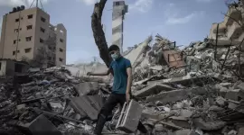 جانب من الدمار الذي خلفته الغارات الإسرائيلية على غزة