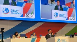 سعادة السيد جمال عبدالرحمن الجابر رئيس وفد دولة قطر خلال ألقاء كلمته