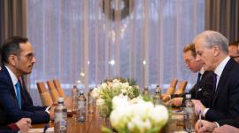 رئيس وزراء مملكة النرويج مع معالي الشيخ محمد بن عبدالرحمن بن جاسم آل ثاني، رئيس مجلس الوزراء وزير الخارجية