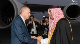 لحظة وصول الرئيس رجب طيب أردوغان رئيس الجمهورية التركية الشقيقة