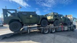 جانب من الآليات العسكرية المرسلة إلى الاحتلال الإسرائيلي