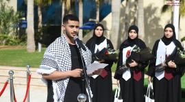 مجموعة من طلبة غزة بعد انضمامهم لجامعة الدوحة