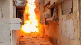 لقطة من فيديو القسام يعرض تدمير جرافة إسرائيلية