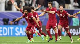 احتفال لاعبي منتخب قطر