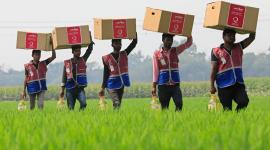 جانب من توزيع السلال الغذائية الرمضانية