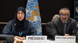 جانب من مشاركة سعادة وزير الصحة في الاجتماع