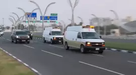 الموكب الذي رافق جثمان هنية لدى وصوله إلى الدوحة