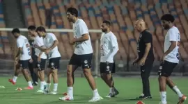 حسام حسن وأحمد حجازي في مران منتخب مصر