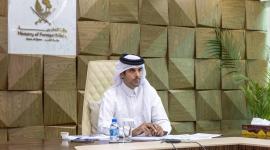 جانب من المشاركة القطرية في الاجتماع عبر تقنية الاتصال المرئي