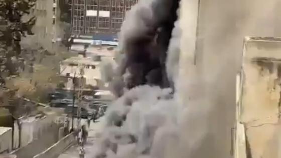 الحريق المندلع في المحل اللبناني
