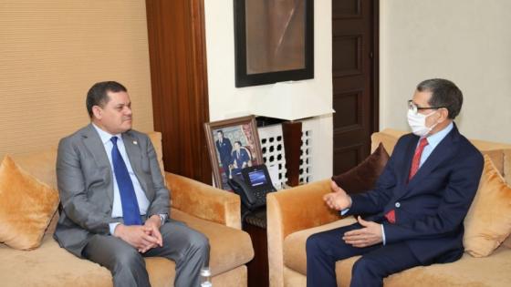 رئيس الحكومة المغربي خلال استقباله رئيس حكومة الوحدة الوطنية الليبية