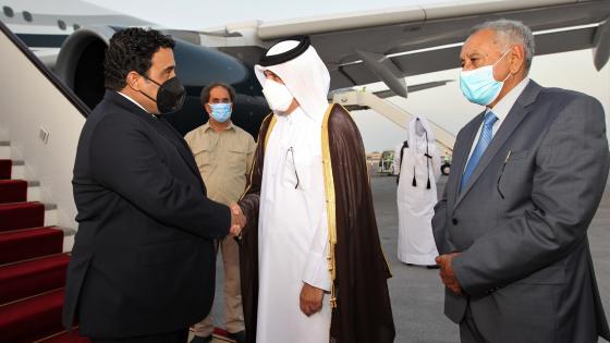 وزير الدولة للشؤون الخارجية خلال استقباله سعادة الدكتور المنفي