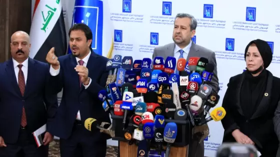 جانب من المؤتمر الصحفي لمفوضية الانتخابات العراقية