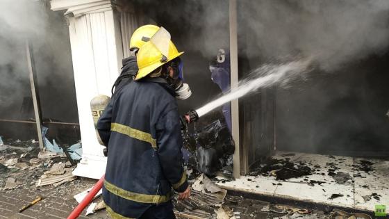 خلال عمليات إطفاء الحريق