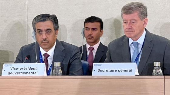 سعادة الدكتور علي بن صميخ المري خلال الجلسة