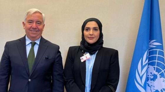 مريم العطية خلال اجتماعها مع رئيس مجلس حقوق الإنسان بالأمم المتحدة