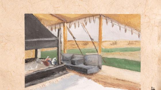 من اللوحات المشاركة في المعرض