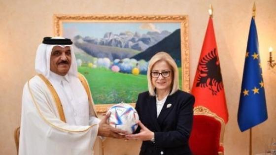 من لقاء رئيسة البرلمان الألباني مع سفير قطر