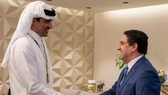 سمو الأمير خلال لقائه سعادة وزير الشؤون الخارجية المغربي