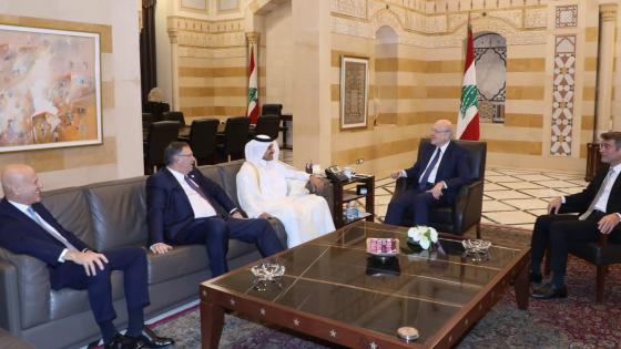 جانب من لقاء رئيس حكومة تصريف الأعمال اللبنانية مع وزير الدولة لشؤون الطاقة