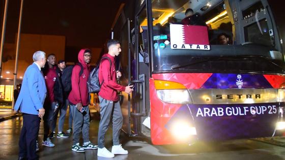 بعثة منتخبنا الوطني خلال وصولها إلى العراق