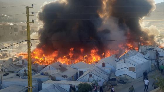 حريق سابق بمخيم عرسال - أرشيفية