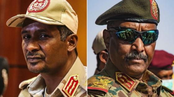 رئيس مجلس السيادة الانتقالي قائد الجيش السوداني عبد الفتاح البرهان (يمين) وقائد قوات الدعم السريع في السودان محمد حمدان دقلو (حميدتي)