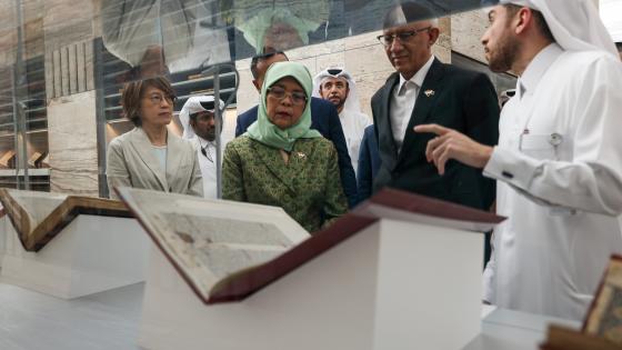 زيارة رئيسة جمهورية سنغافورة لمكتبة قطر الوطنية