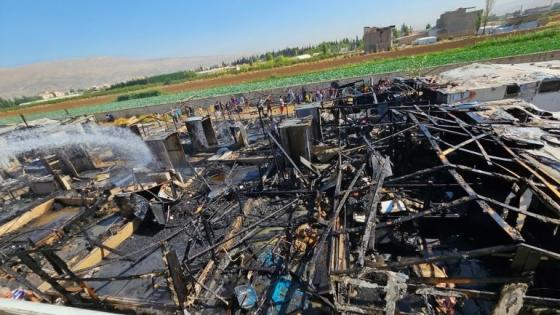 حريق مخيم الياسمين في لبنان
