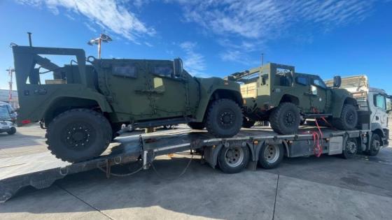 جانب من الآليات العسكرية المرسلة إلى الاحتلال الإسرائيلي